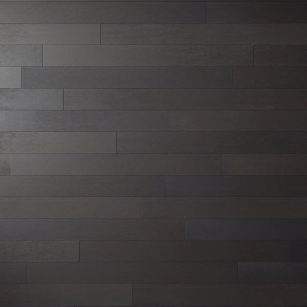 Cityscape Oak features dark wooden planks arranged horizontally for a sleek, modern wall or floor look with seamless design and subtle shade and texture variations.
