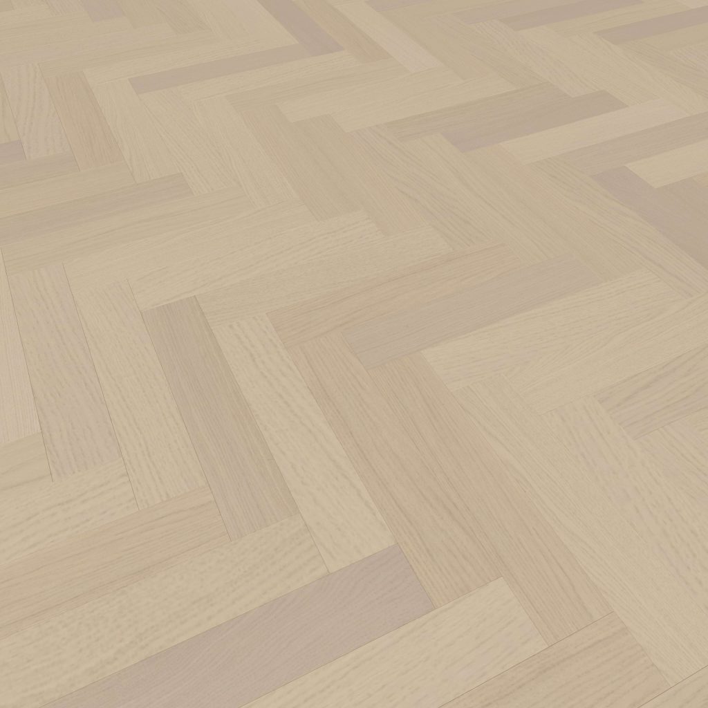 Coastal Oak* (Left) features light-colored wooden parquet flooring in a herringbone pattern, displaying natural wood grain and subtle shade variations across the surface.