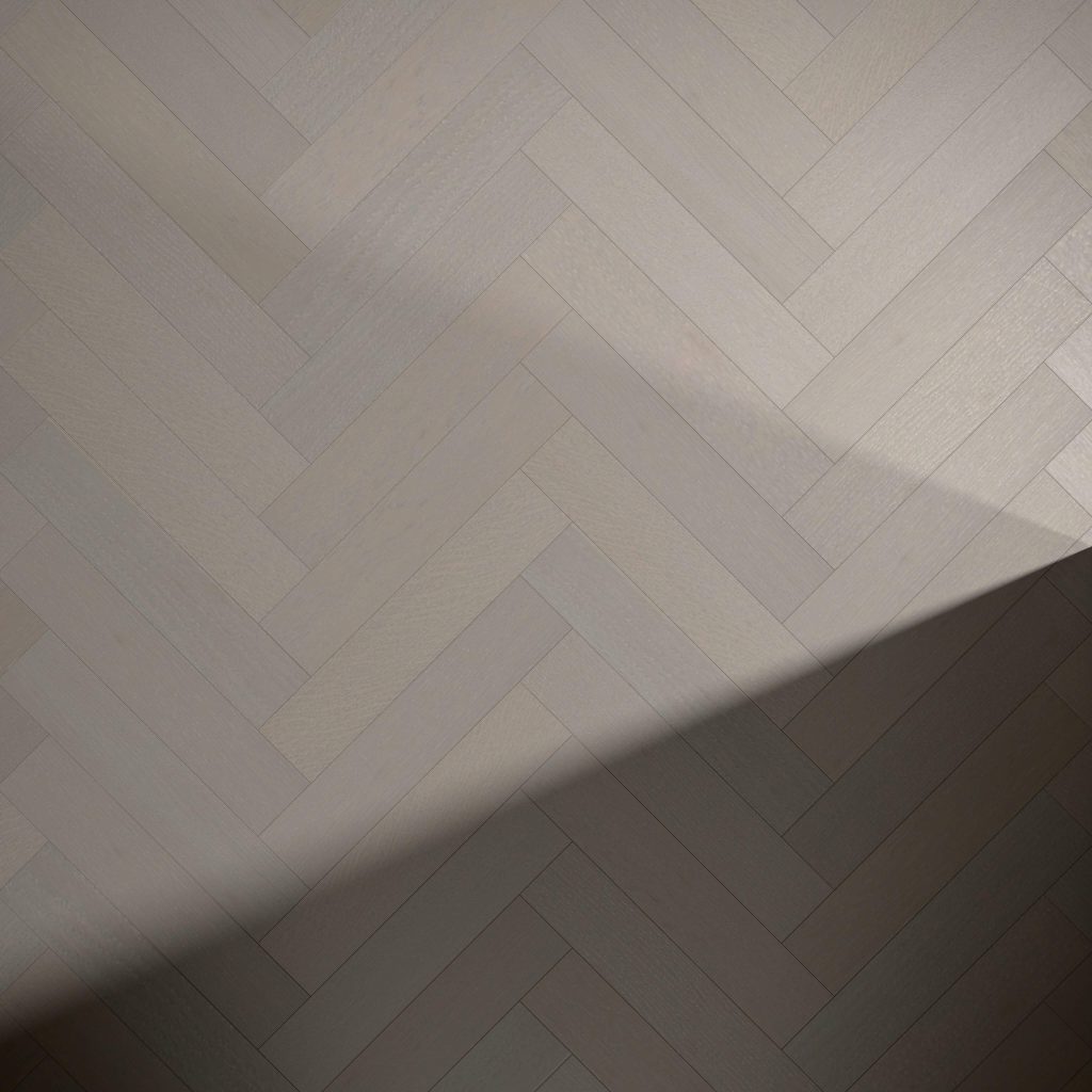 Castle Rock Oak* (Left) features a light wood herringbone pattern with a diagonal shadow cast across the surface.