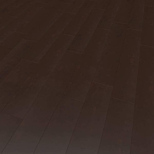 Milano Pecan features wide, horizontal dark wooden planks with a clean, smooth, and polished surface. Subtle color variations and natural wood grain patterns add character to this elegant flooring.