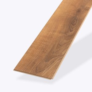 A single plank of Sunset Oak* wood flooring in light brown with a natural grain pattern, displayed against a plain light background.