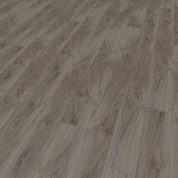 Close-up view of the Osaka wooden floor in brown and gray tones, highlighting visible grain patterns and knots on each staggered plank.