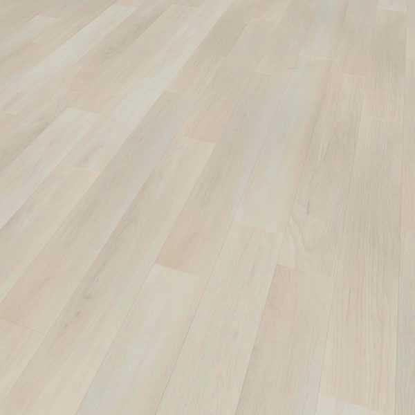 Turin Oak features wide, pale planks in a staggered layout, highlighting subtle wood grain and natural texture. The smooth, well-finished surface creates a light-colored wooden floor with an elegant appearance.