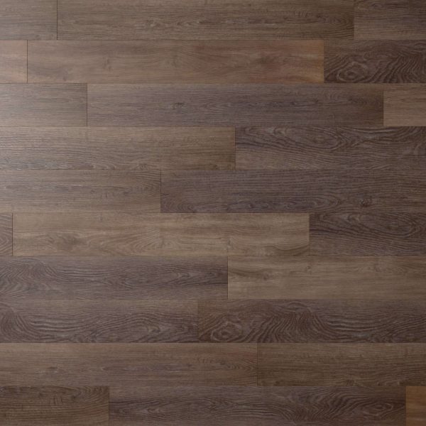 Sydney Oak* features a dark brown wooden floor with horizontal planks, showcasing natural wood grain patterns and subtle color and texture variations.