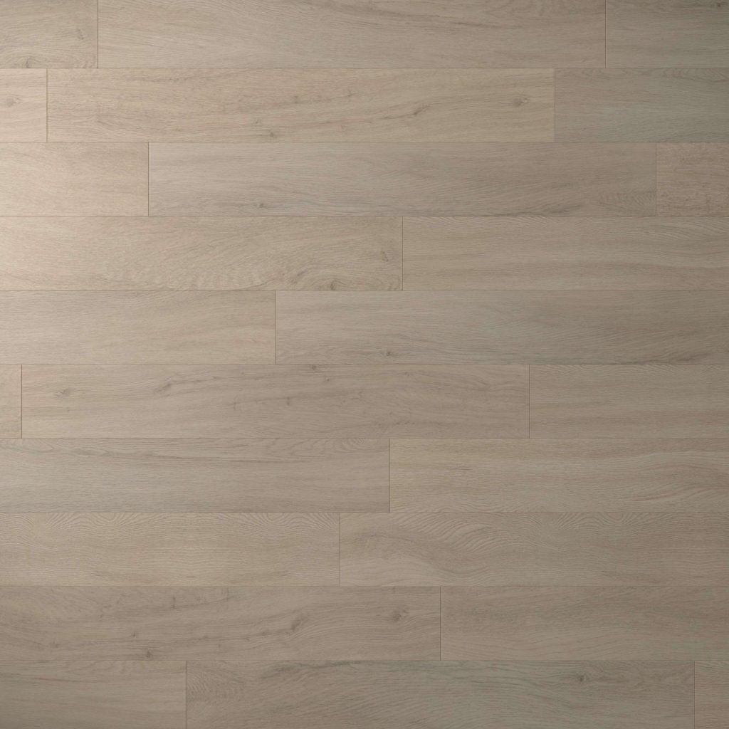 Athens Oak features light wood laminate flooring with a matte finish and staggered planks. Subtle grain lines and natural wood texture offer a clean, modern look.