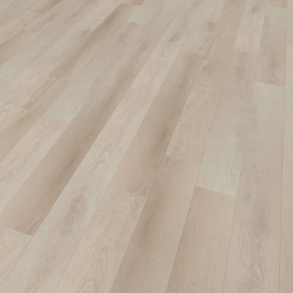 The Beliveau* features wide, smooth planks in a light wood tone, arranged in a staggered pattern with visible grain and subtle color variations across the surface.