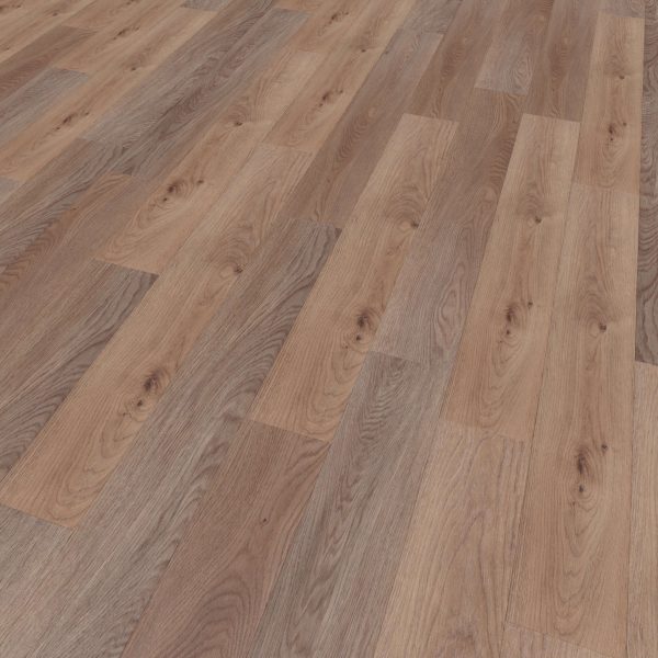 A close-up of Modano*, a wooden floor featuring alternating light and dark brown planks with visible natural wood grain patterns and knots.