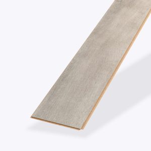 A single, rectangular plank of Venice Oak Grey wood flooring with a light gray color and subtle grain texture, displayed on a plain white background.