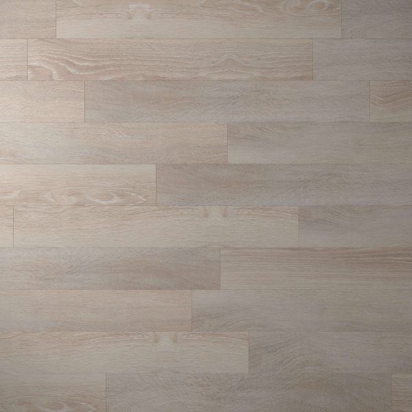 Dakota light beige wooden floor planks arranged in a staggered pattern feature subtle wood grain textures and tone variations, creating a natural and contemporary appearance.