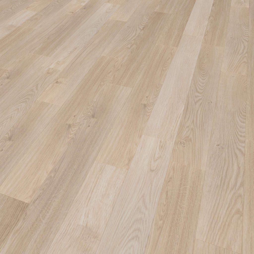 Ainsworth features light-colored wood planks with natural grain and a smooth, matte finish. The lengthwise layout delivers a clean, modern look.