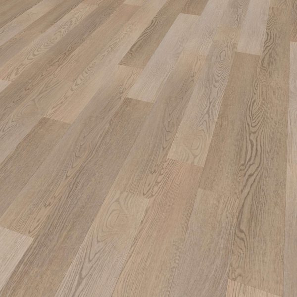 Thorncrest is a light brown wooden floor with a blend of wide and narrow planks, showcasing natural wood grain and subtle color variations. The smooth, well-finished surface highlights the unique character of each plank.