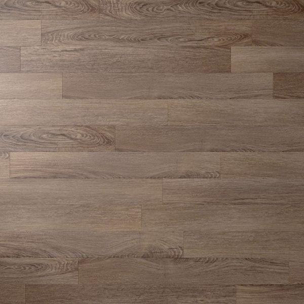 A close-up view of Lido Oak*, featuring brown wooden planks with a smooth, matte finish and natural wood grain pattern, arranged in a staggered layout.
