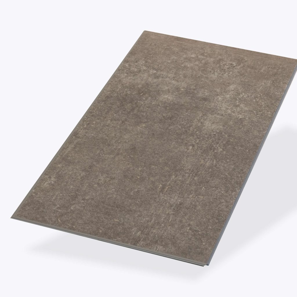 A single rectangular Amherst* tile in gray-brown ceramic with a matte, textured surface is displayed against a plain white background.