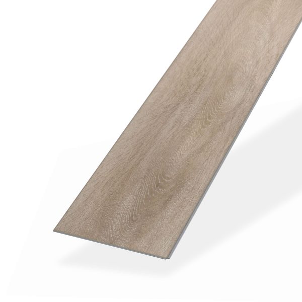 A single rectangular Dakota vinyl flooring plank in light brown with a wood grain texture, displayed at an angle on a white background.