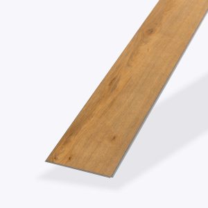 A single Bluepeter wood-look vinyl plank in light brown with natural wood grain patterns, displayed against a plain white background.