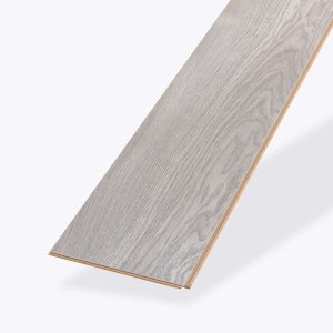 A single Valleggia Oak light grey wooden floor plank with visible wood grain texture, displayed against a plain white background.