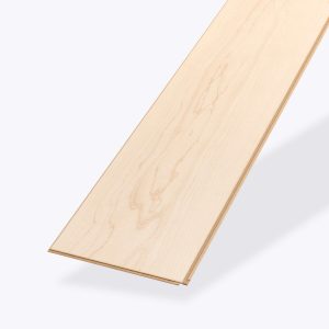 The Maple Natural is a single, light-colored wooden floor plank with a smooth surface and visible wood grain, displayed against a plain white background.