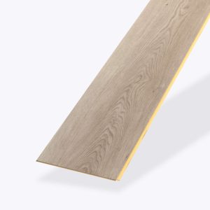 A single, long rectangular plank of Agassi* light wood flooring with visible grain patterns, isolated on a plain white background.