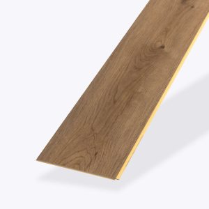 A single Garros* plank of wood-look laminate flooring featuring a natural brown grain pattern, displayed against a plain white background.