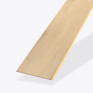 The Martina plank features a smooth, light wood finish with beveled edges. Displayed against a white background with a soft shadow, its rectangular shape is ideal for flooring or paneling.