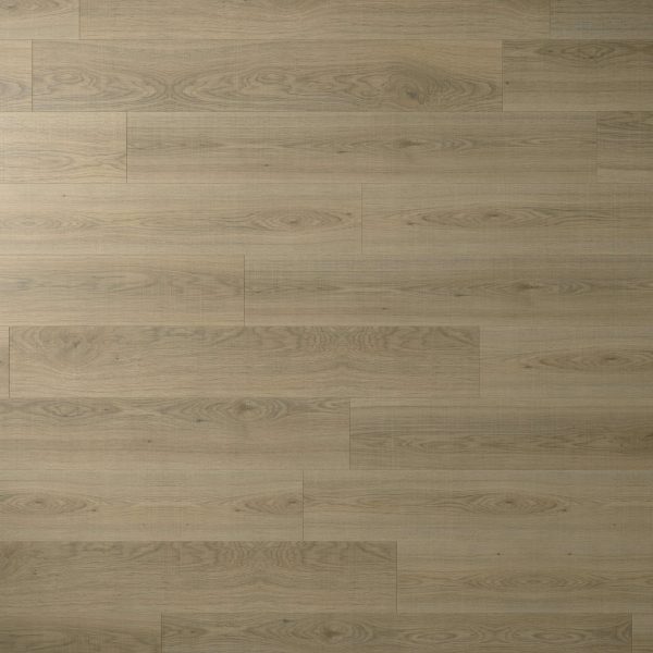 Genoa Oak features a light brown wooden floor with a natural grain pattern and staggered plank layout, creating a smooth and modern surface.
