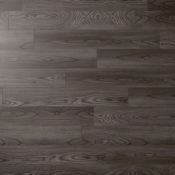 Toulon Oak features gray-brown wooden floorboards with a smooth finish and distinctive, swirling wood grain patterns running horizontally and diagonally across the surface.