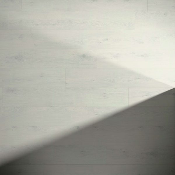 Paloma Oak features a light-colored wooden floor with subtle natural grain patterns. A diagonal shadow crosses the lower right side, highlighting the contrast with the brighter upper area.
