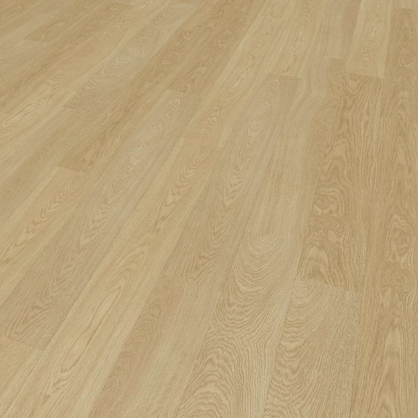 Laval Oak features a light-colored wooden floor with a subtle, natural grain pattern and smooth, clean appearance. Its warm, neutral tone enhances any space with understated elegance.