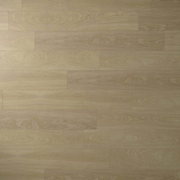 Sausalito Oak features a light brown wooden floor with natural, visible wood grain and subtle texture. The planks are laid in a staggered pattern, offering a seamless and uniform look.