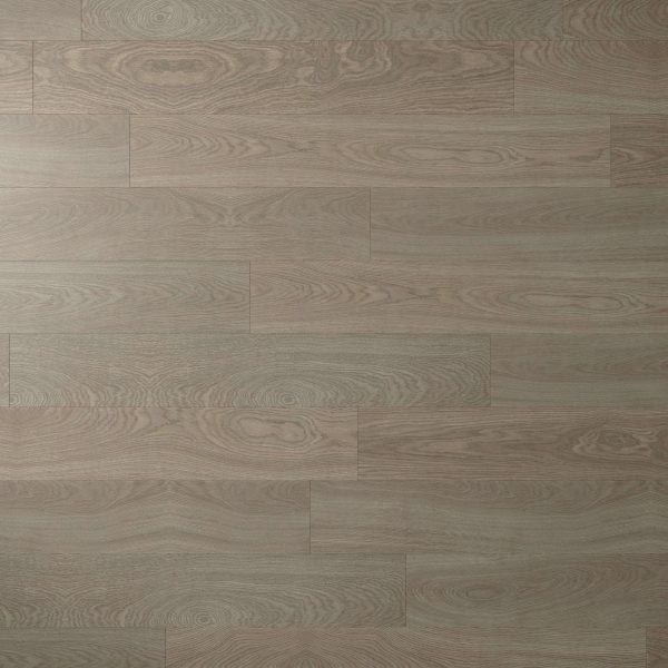 Langley Oak features a light brown wooden floor with visible grain, subtle knots, and natural swirling textures in beige and gray. Planks are arranged in a staggered pattern with a smooth finish for an elegant look.