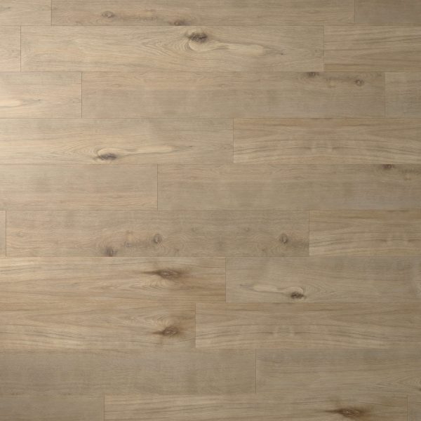 Bowery Oak features a light brown wooden floor with a smooth finish, visible wood grain and knots, arranged in a horizontal plank pattern.