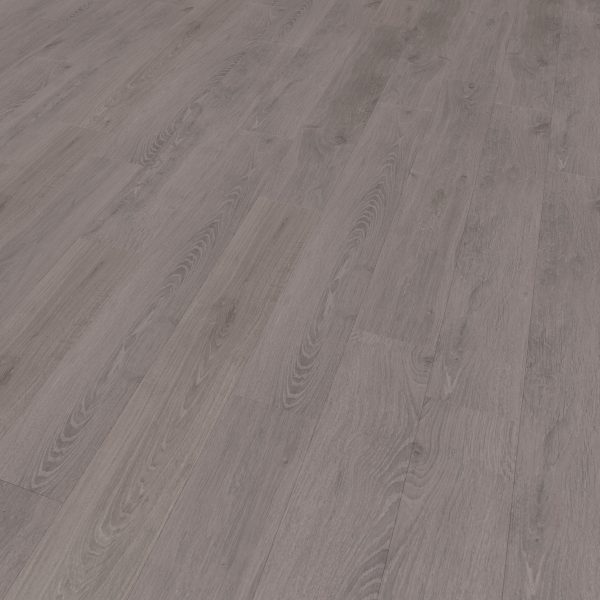 A close-up view of Artesia Oak flooring showcases wide planks with natural grain patterns and a subtle purple-toned finish.