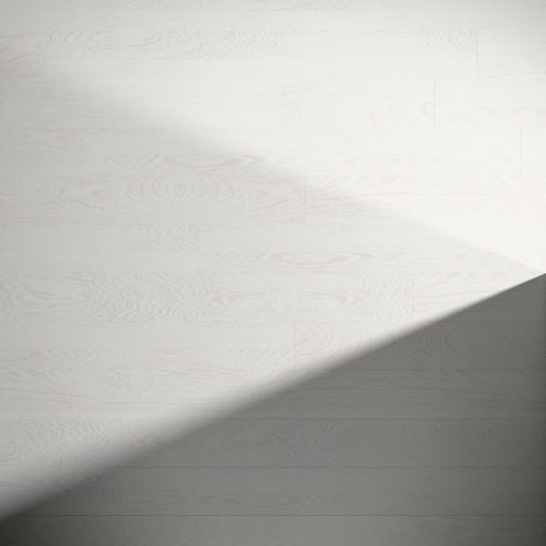 Wenge Passionata flooring displays its light wood grain, accentuated by a diagonal shadow that splits the surface into a bright upper-left and a darker lower-right area. The natural texture is visible throughout.