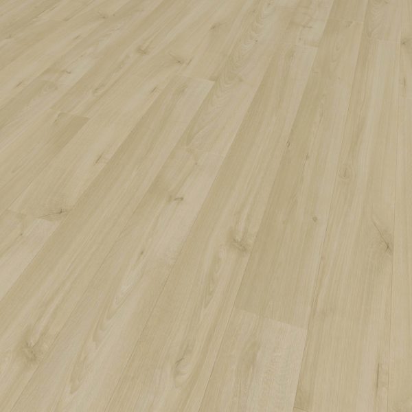Griffin Oak flooring features light wood planks with a smooth, natural grain and subtle knots. The pale beige tones and gentle variations create a clean, modern look.
