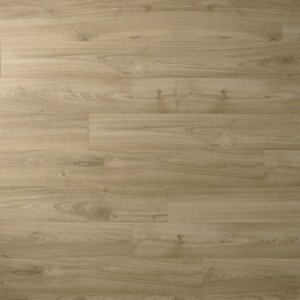 The Juventas Oak floor features a light brown hue with a smooth finish and visible wood grain patterns running horizontally across multiple planks, giving the surface a natural and warm appearance.
