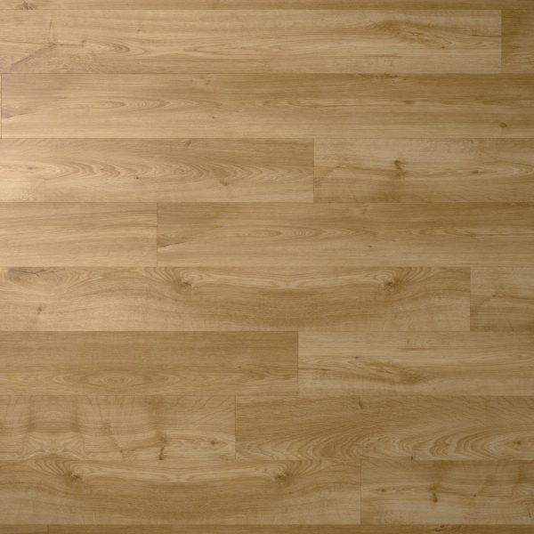 A close-up of Vulcan Oak floorboards in a horizontal layout, highlighting the light brown color, natural wood grain, and subtle knots.