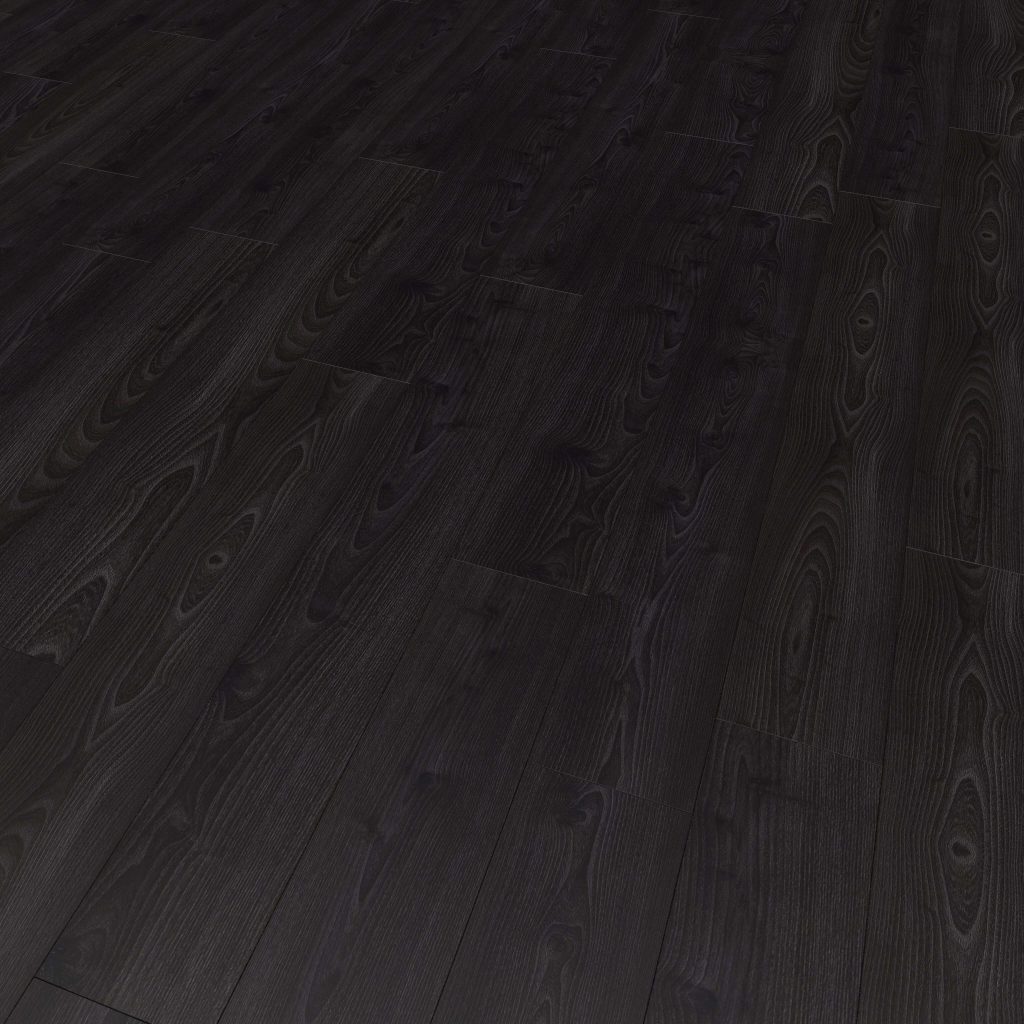 Beaumont Oak features a dark wood tone with visible grain patterns and subtle highlights, offering a sleek, modern look. The staggered plank arrangement adds texture and depth to any space.