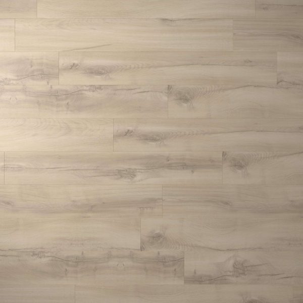 Charleroi Oak features light-colored horizontal planks with subtle grayish grain and occasional knots for a natural, clean look.