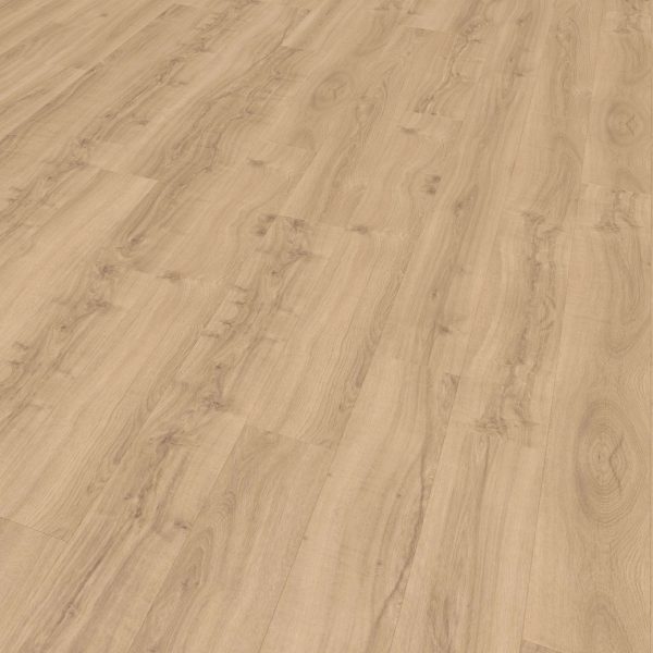 A close-up view of Prescott, a light oak wood floor featuring visible natural grain patterns and subtle color variations across its planks.