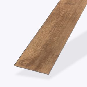 A single Eldorado* brown vinyl plank with a wood grain pattern is displayed against a light gray background. The rectangular plank has straight edges and a smooth finish, mimicking the look of natural hardwood flooring.
