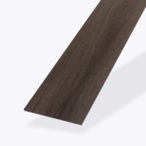 A single Tollymore* dark brown wood-look vinyl flooring plank with subtle wood grain texture on a plain light background.