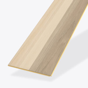 A single rectangular piece of light brown Esperance* wood-look laminate flooring with a yellow edge is shown on a plain white background.
